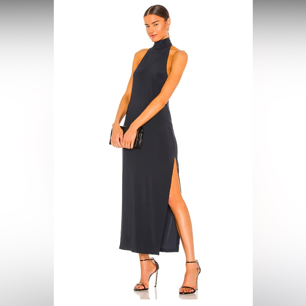 Norma kamali Halter Turtle Side Slit Gown